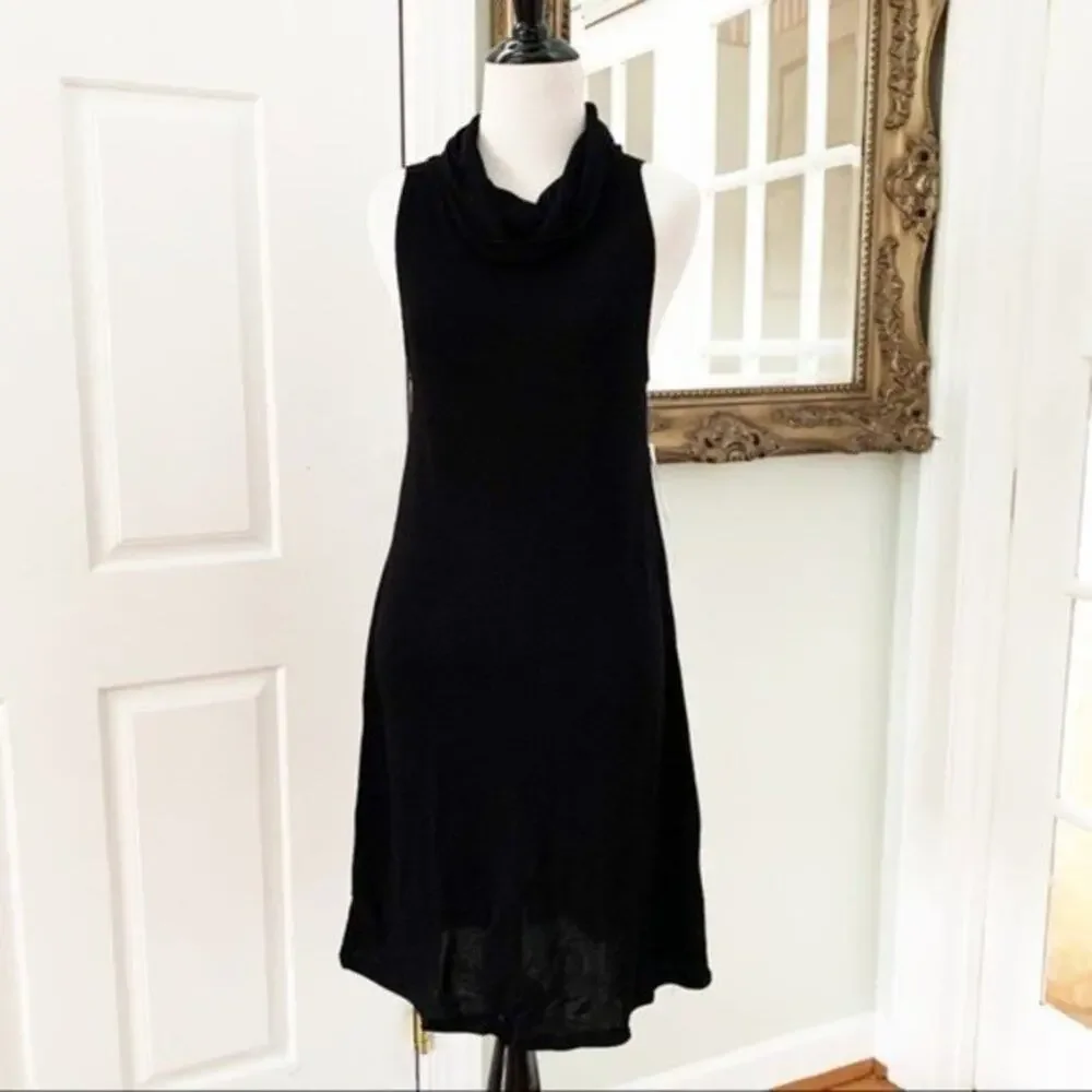 Black Knit Abound Shift Dress Cowl Neck Size S